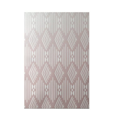 5 by 7 Flax E By Design Ikat'S Meow Geometric Print Outdoor Rug 